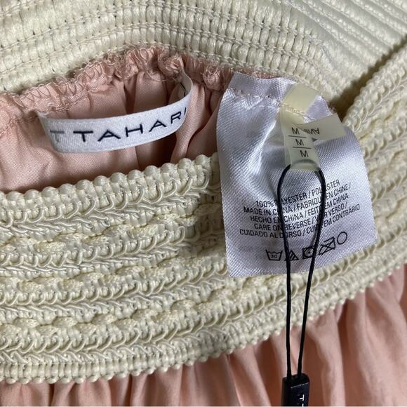 Siren Summer pink satin skirt medium Tahari NWT crochet maxi princess Grecian - Picture 5 of 11
